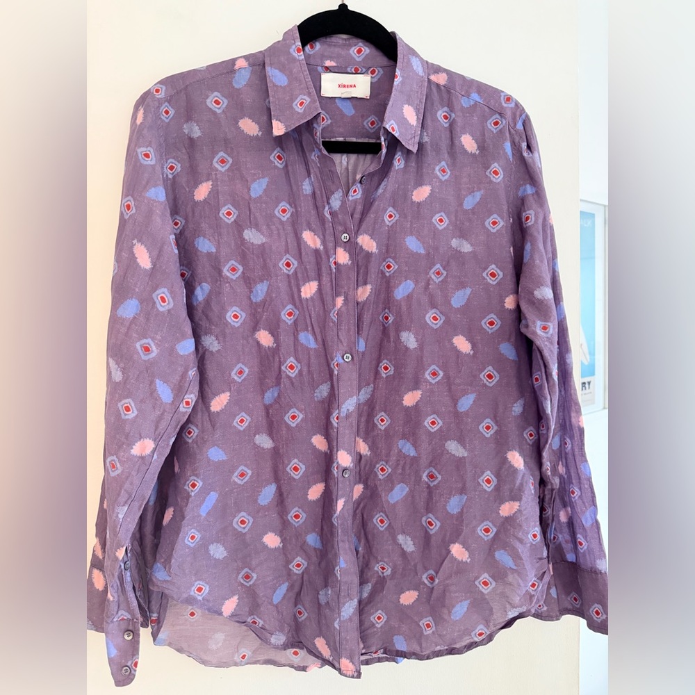 XiRENA Lavender Shirt with Pink and Blue Accents